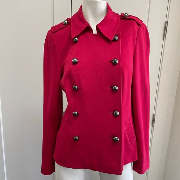 Planet Classic Double Breasted 12 Button Lined Collared Blazer Jacket Red Sz 8 - Picture 1 of 16